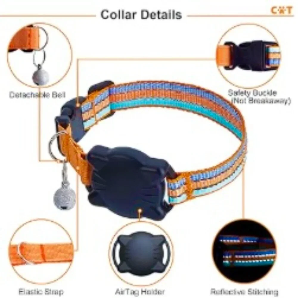 Waterproof Air Tag Cat Collar with BELLS * NWT